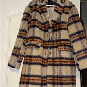 Burberry Cream and Navy Plaid Teddy Jacket